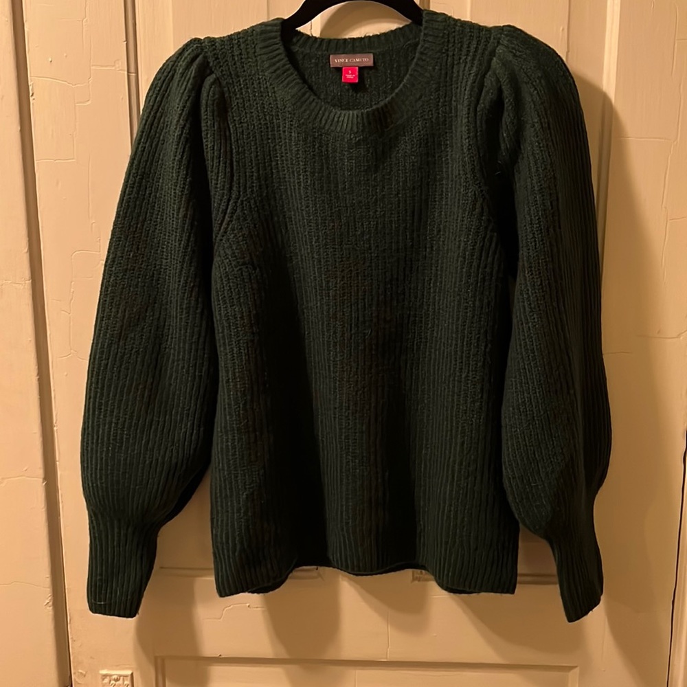 Vince Camuto Green sweater size small womens with puff sleeves